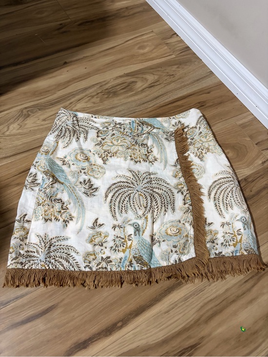 Spartina 449 Dresses & Skirts - Spartina 449 Cream Skirt with Teal and Brown Leaf Motif